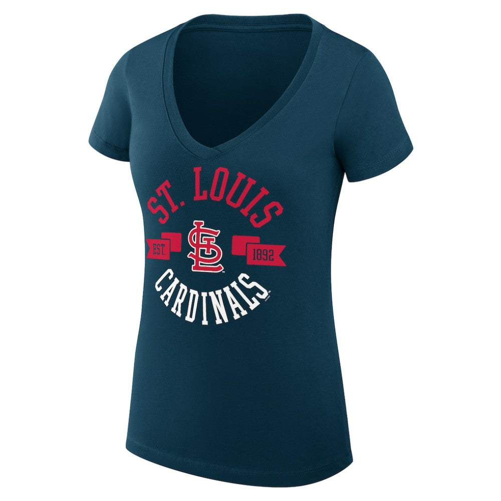 St. Louis Cardinals G-III 4Her by Carl Banks Women's Super-Slim Fit Lightweight City Graphic V-Neck T-Shirt Navy