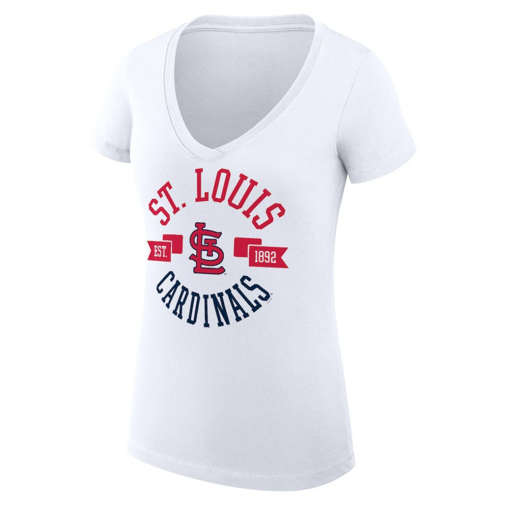 St. Louis Cardinals G-III 4Her by Carl Banks Women's Super-Slim Fit Lightweight City Graphic V-Neck T-Shirt White