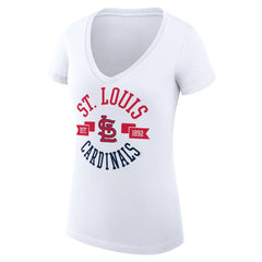 St. Louis Cardinals G-III 4Her by Carl Banks Women's Super-Slim Fit Lightweight City Graphic V-Neck T-Shirt White
