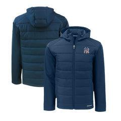 New York Yankees Cutter & Buck Stars & Stripes Evoke Hybrid Eco Softshell Recycled Full-Zip Hoodie Jacket Navy