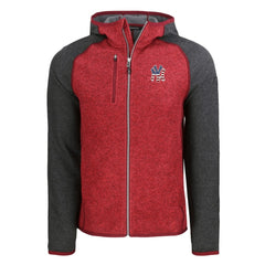 New York Yankees Cutter & Buck Stars & Stripes Mainsail Sweater-Knit Full-Zip Hoodie Heather Red/Heather Charcoal