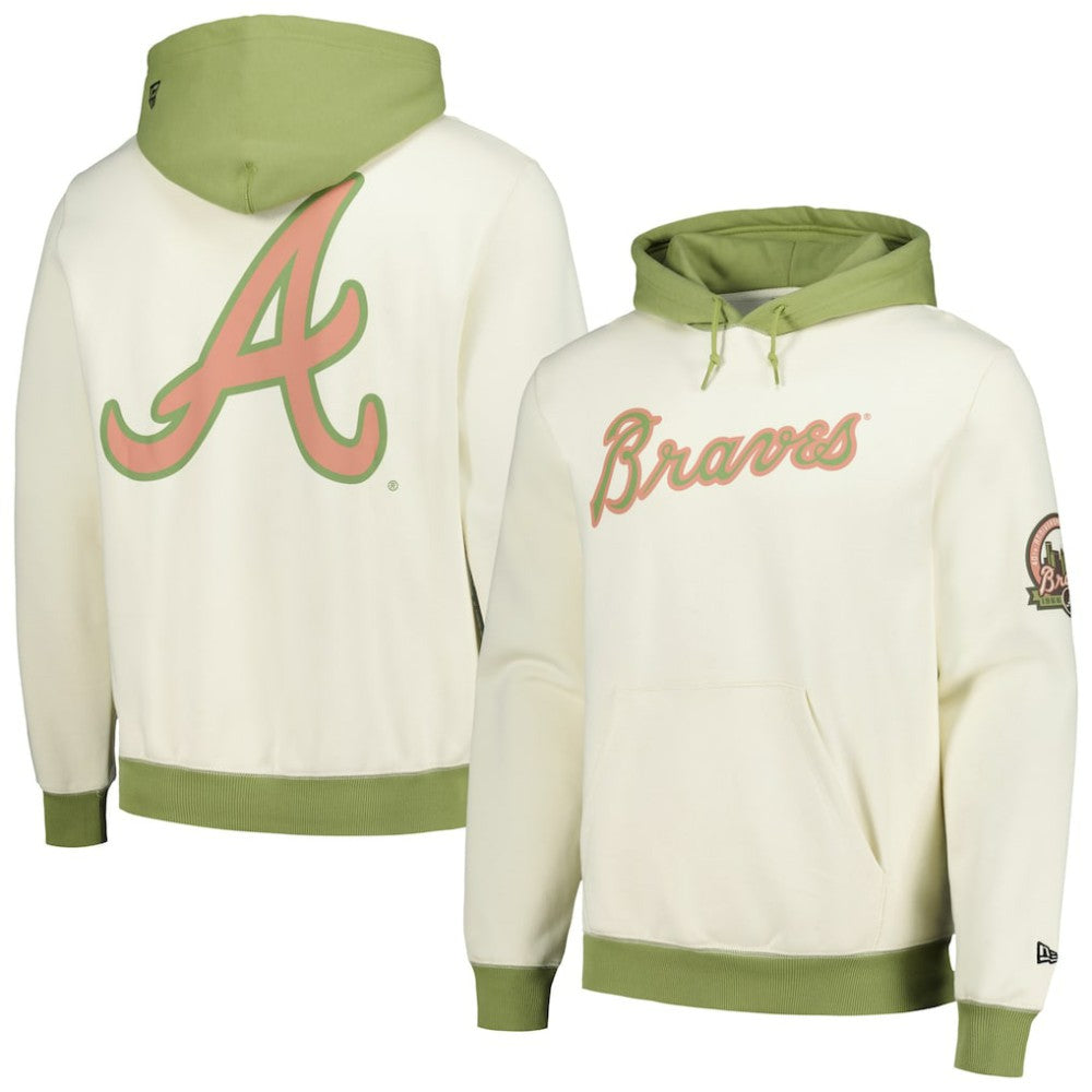 Atlanta Braves Color Pop Pullover Hoodie Cream/Green | New Era