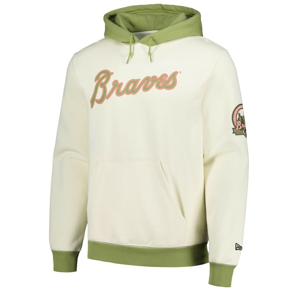 Atlanta Braves Color Pop Pullover Hoodie Cream/Green | New Era