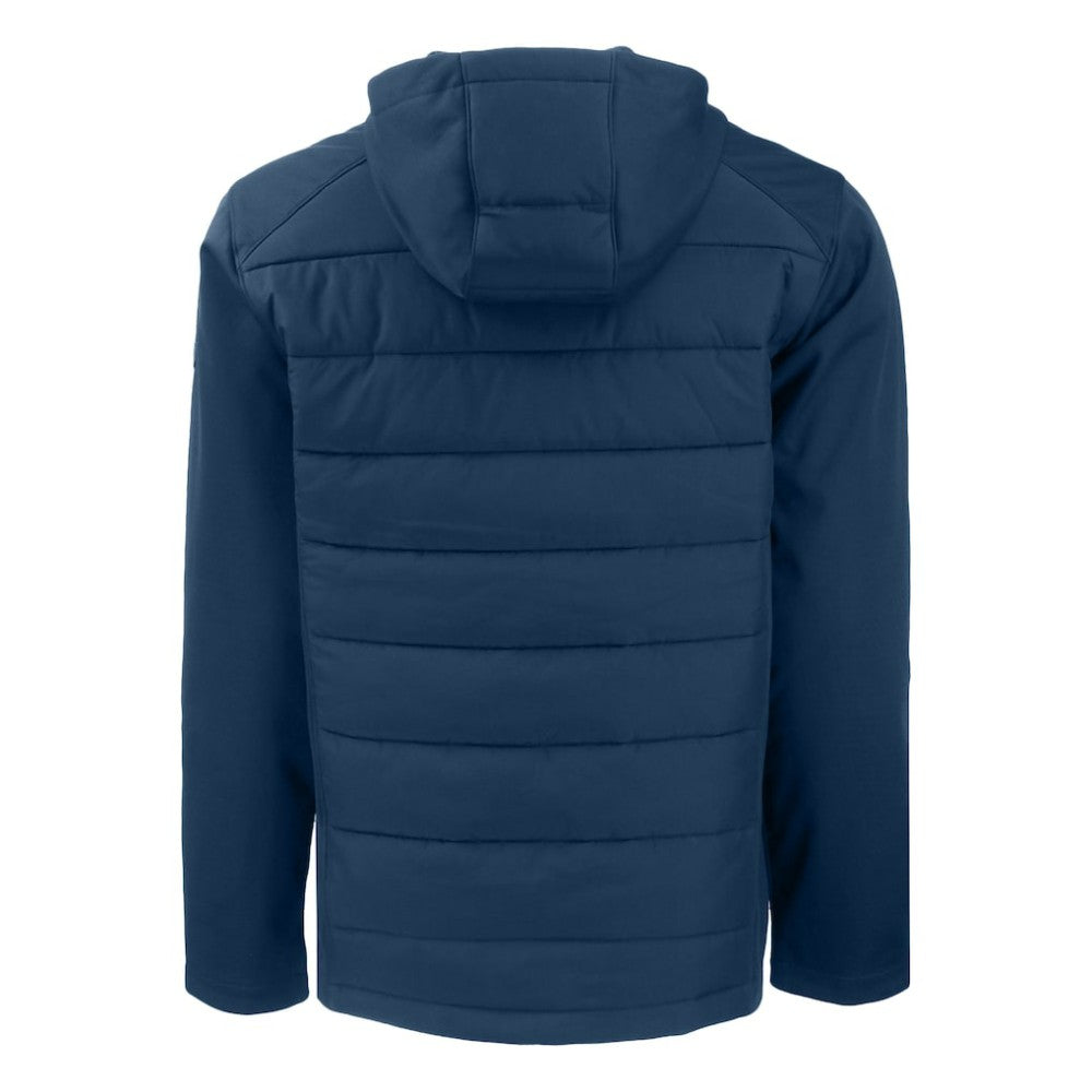 Chicago Cubs Cutter & Buck Stars & Stripes Big & Tall Evoke Hybrid Eco Softshell Recycled Full-Zip Hoodie Jacket Navy