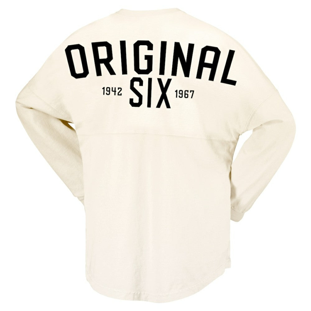 Toronto Maple Leafs Fanatics Women's Original Six Lace-Up Spirit Jersey Long Sleeve T-Shirt Cream