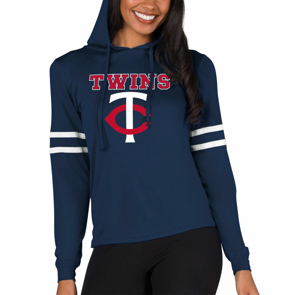Minnesota Twins Concepts Sport Women's Marathon Lightweight Lounge Pullover Hoodie Navy