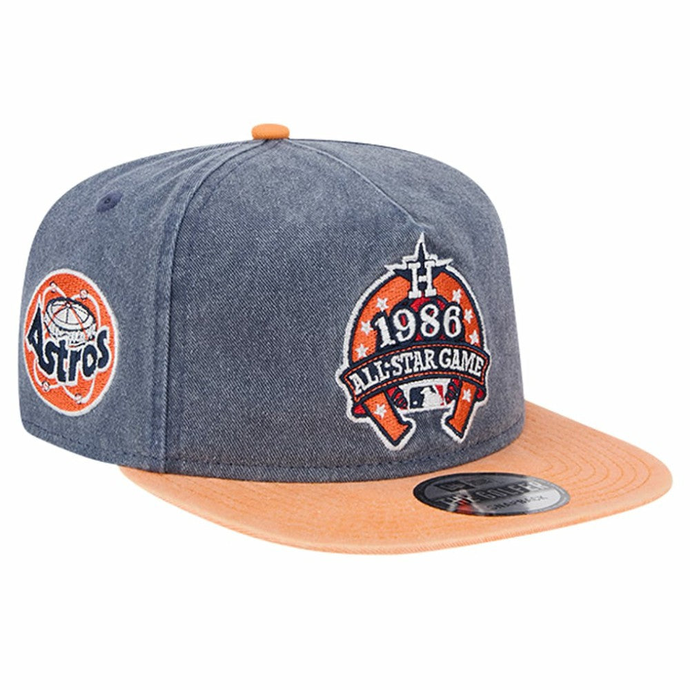 Houston Astros 1986 MLB All-Star Game Pigment Dye Golfer  Snapback Hat Navy/Orange | New Era