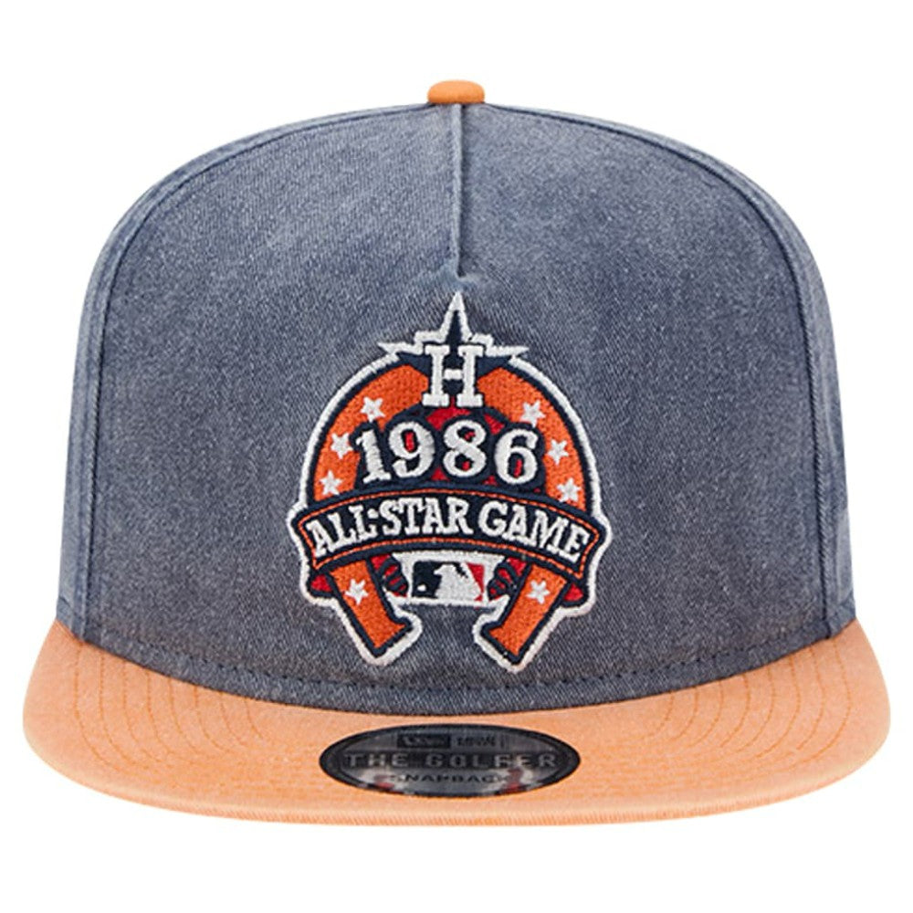 Houston Astros 1986 MLB All-Star Game Pigment Dye Golfer  Snapback Hat Navy/Orange | New Era