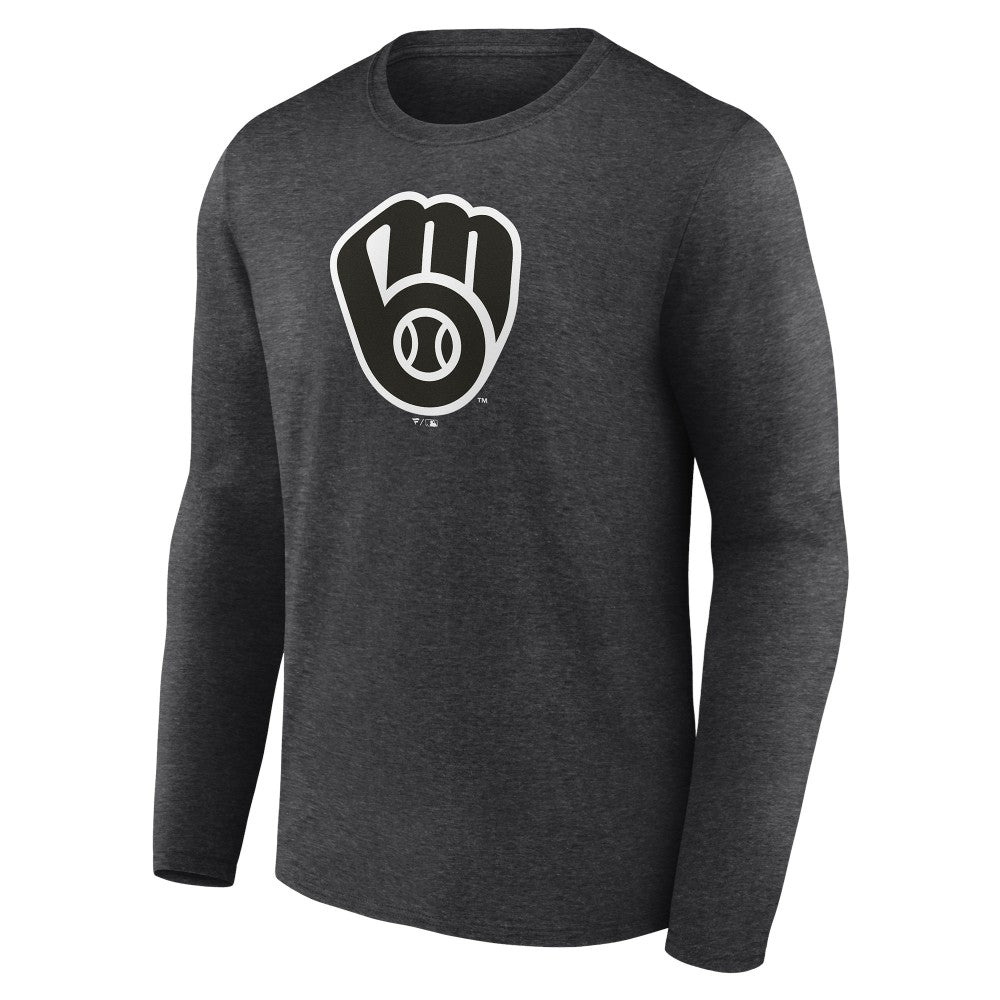 Milwaukee Brewers Personalized Monochrome Name & Number Long Sleeve T-Shirt Charcoal