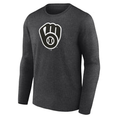 Milwaukee Brewers Personalized Monochrome Name & Number Long Sleeve T-Shirt Charcoal