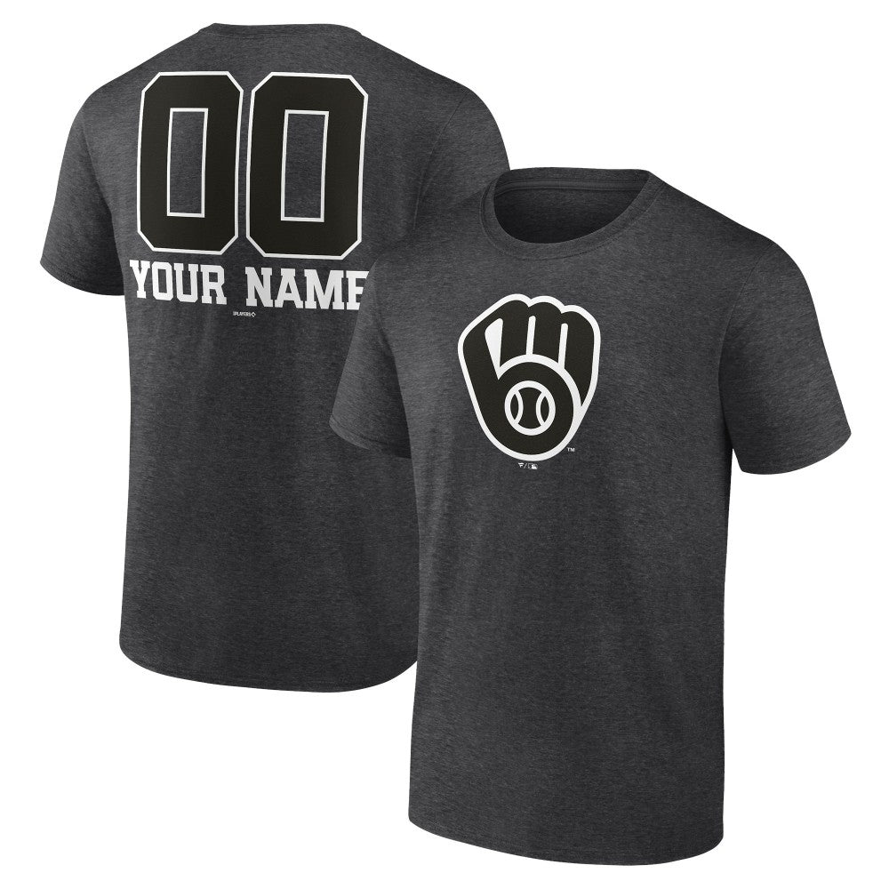 Milwaukee Brewers Personalized Monochrome Name & Number T-Shirt Charcoal