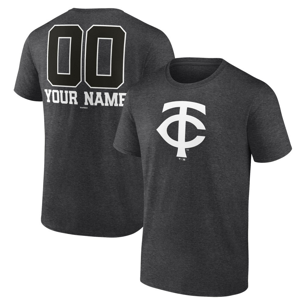 Minnesota Twins Personalized Monochrome Name & Number T-Shirt Charcoal