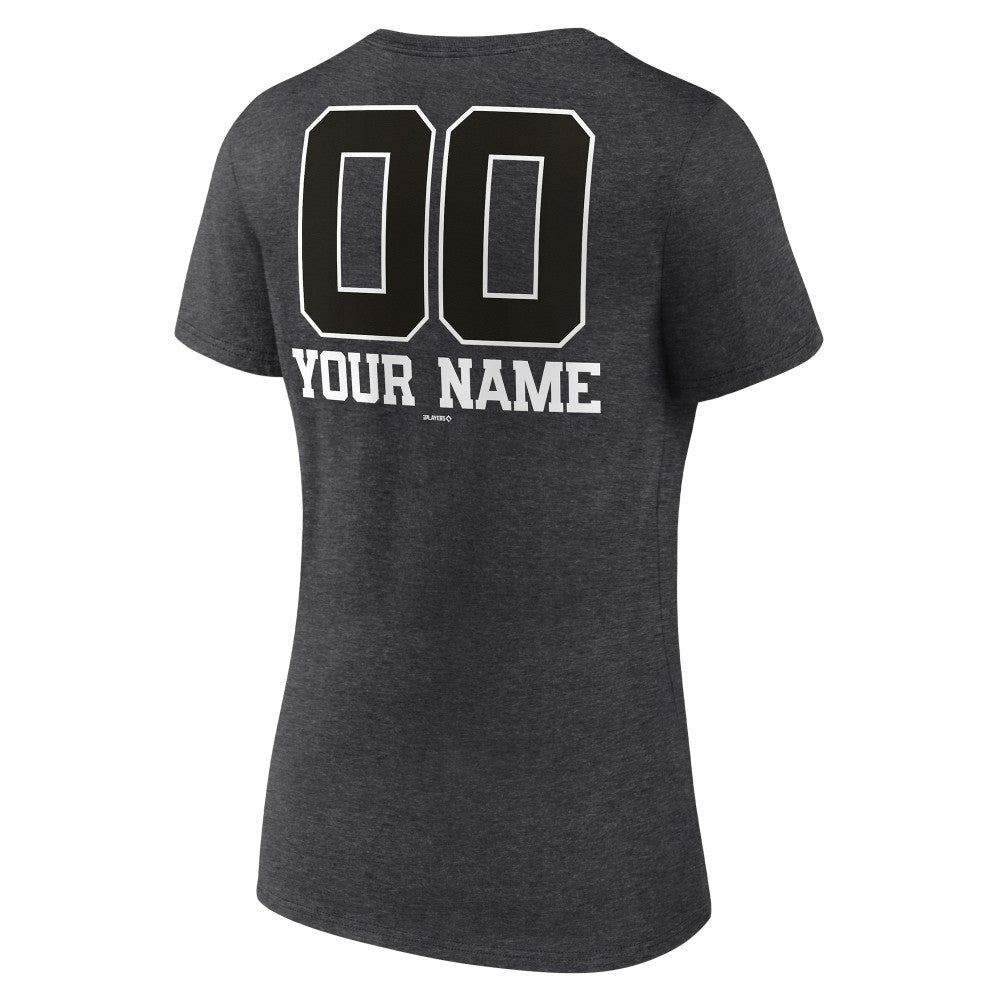 Minnesota Twins Women's Personalized Monochrome Name & Number V-Neck T-Shirt Charcoal
