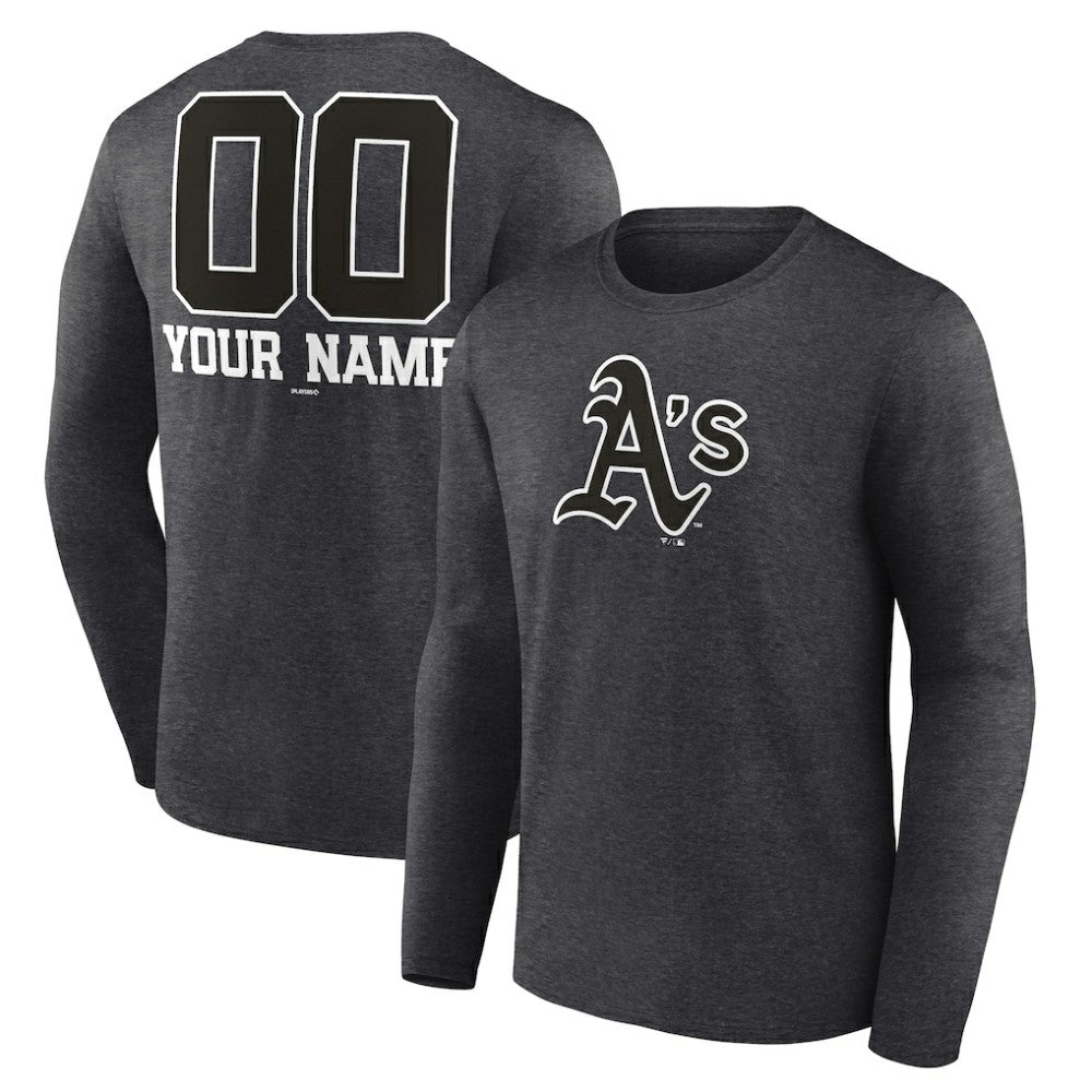Athletics Personalized Monochrome Name & Number Long Sleeve T-Shirt Charcoal