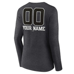 Athletics Women's Personalized Monochrome Name & Number Long Sleeve V-Neck T-Shirt Charcoal