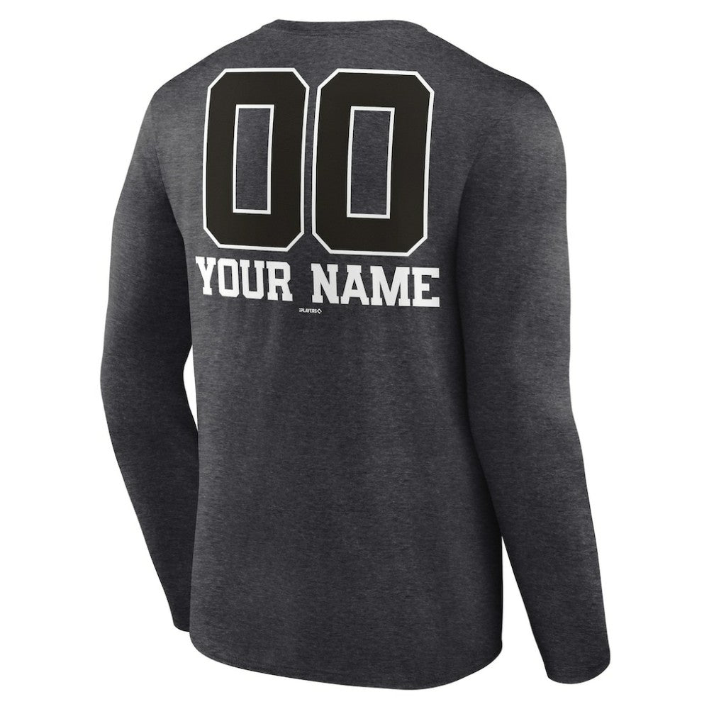 Philadelphia Phillies Personalized Monochrome Name & Number Long Sleeve T-Shirt Charcoal