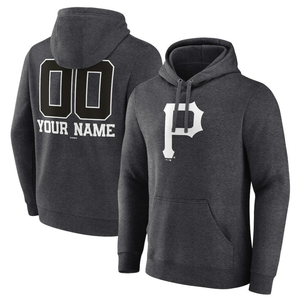 Pittsburgh Pirates Personalized Monochrome Name & Number Pullover Hoodie Charcoal