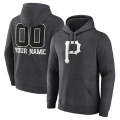 Pittsburgh Pirates Personalized Monochrome Name & Number Pullover Hoodie Charcoal