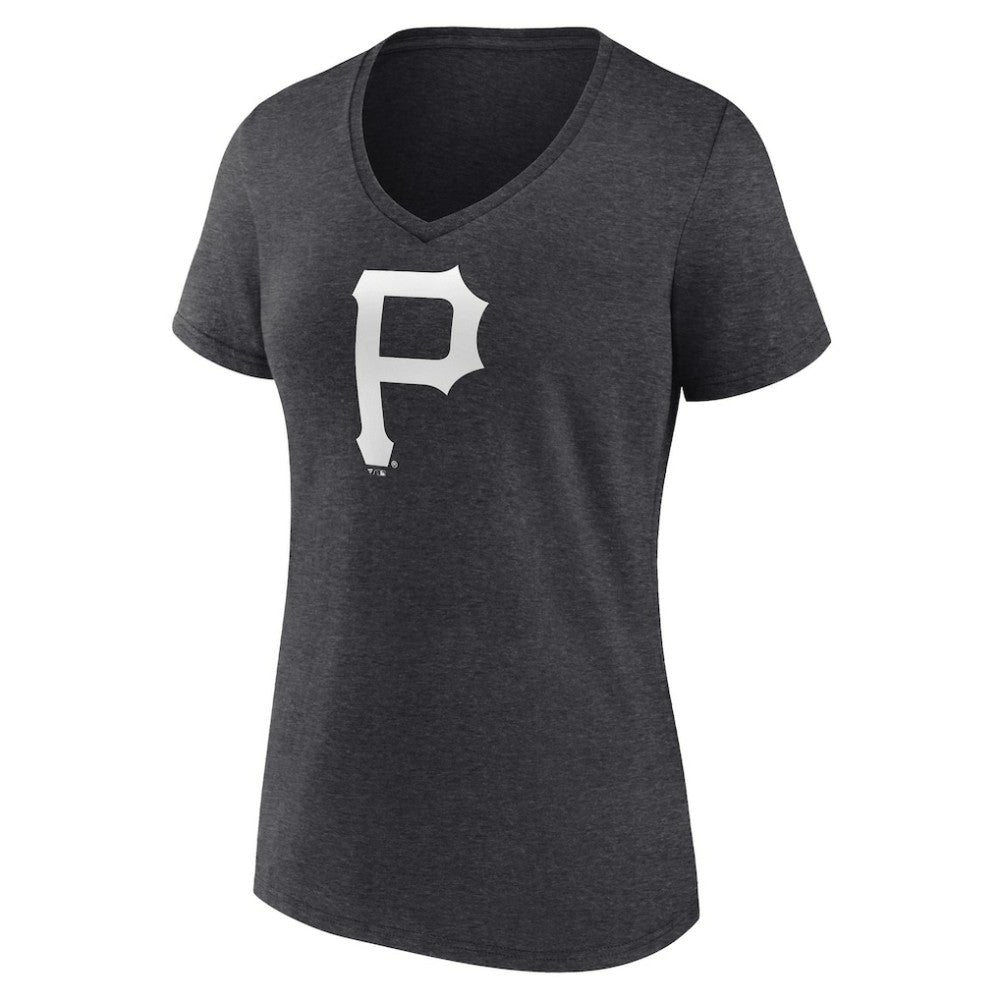 Pittsburgh Pirates Women's Personalized Monochrome Name & Number V-Neck T-Shirt Charcoal