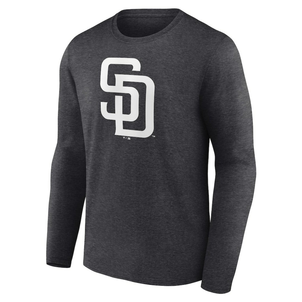San Diego Padres Personalized Monochrome Name & Number Long Sleeve T-Shirt Charcoal