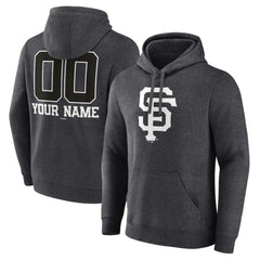 San Francisco Giants Personalized Monochrome Name & Number Pullover Hoodie Charcoal