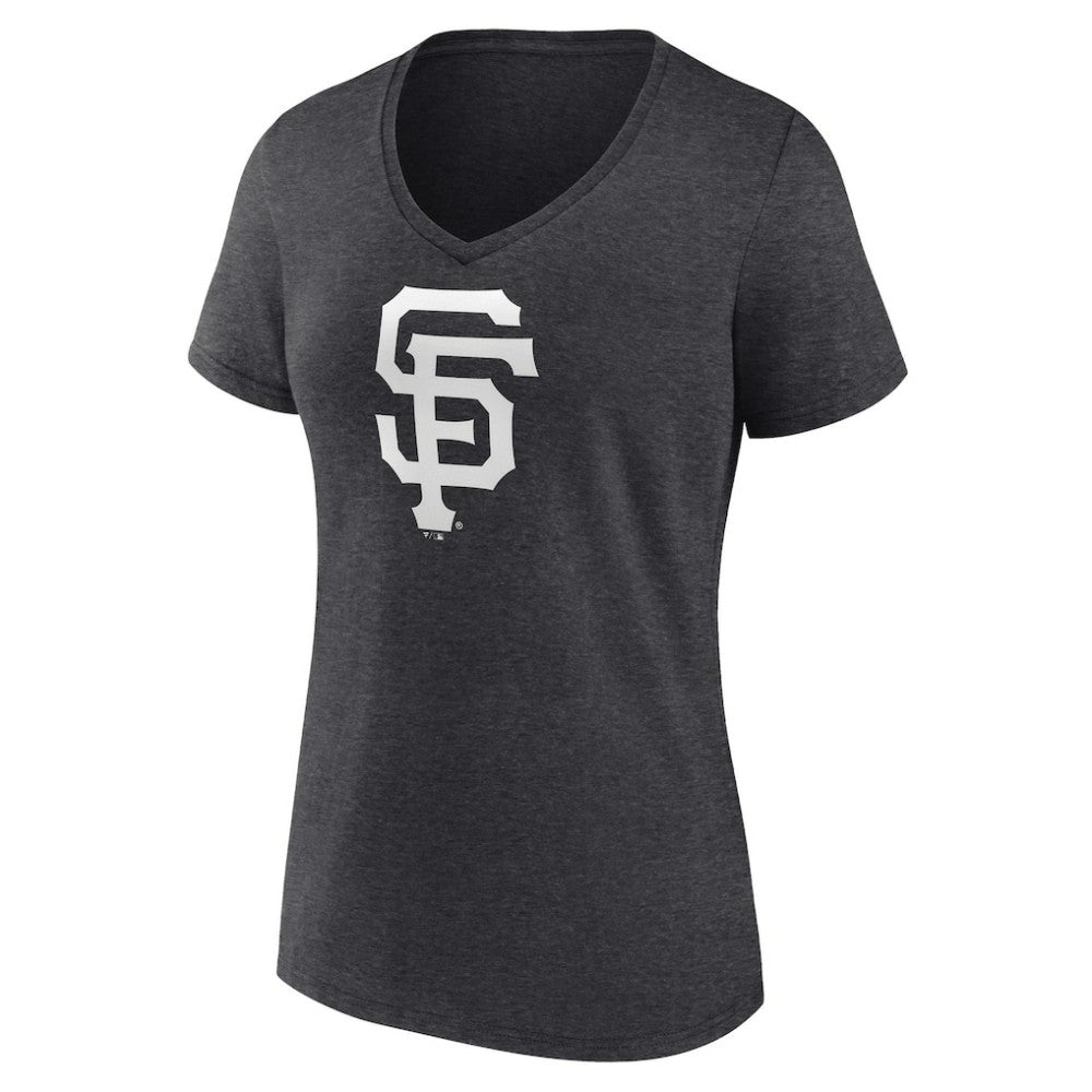 San Francisco Giants Women's Personalized Monochrome Name & Number V-Neck T-Shirt Charcoal