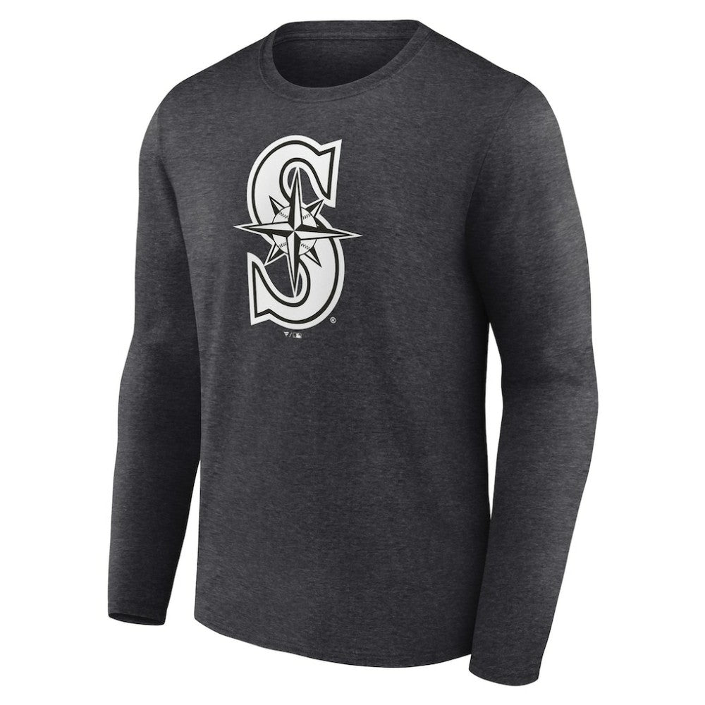 Seattle Mariners Personalized Monochrome Name & Number Long Sleeve T-Shirt Charcoal