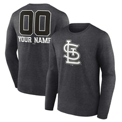 St. Louis Cardinals Personalized Monochrome Name & Number Long Sleeve T-Shirt Charcoal