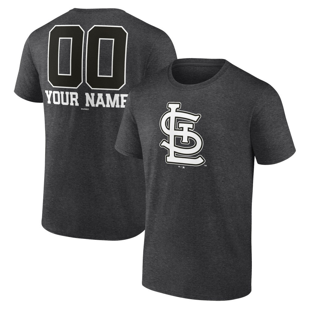 St. Louis Cardinals Personalized Monochrome Name & Number T-Shirt Charcoal