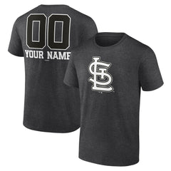 St. Louis Cardinals Personalized Monochrome Name & Number T-Shirt Charcoal