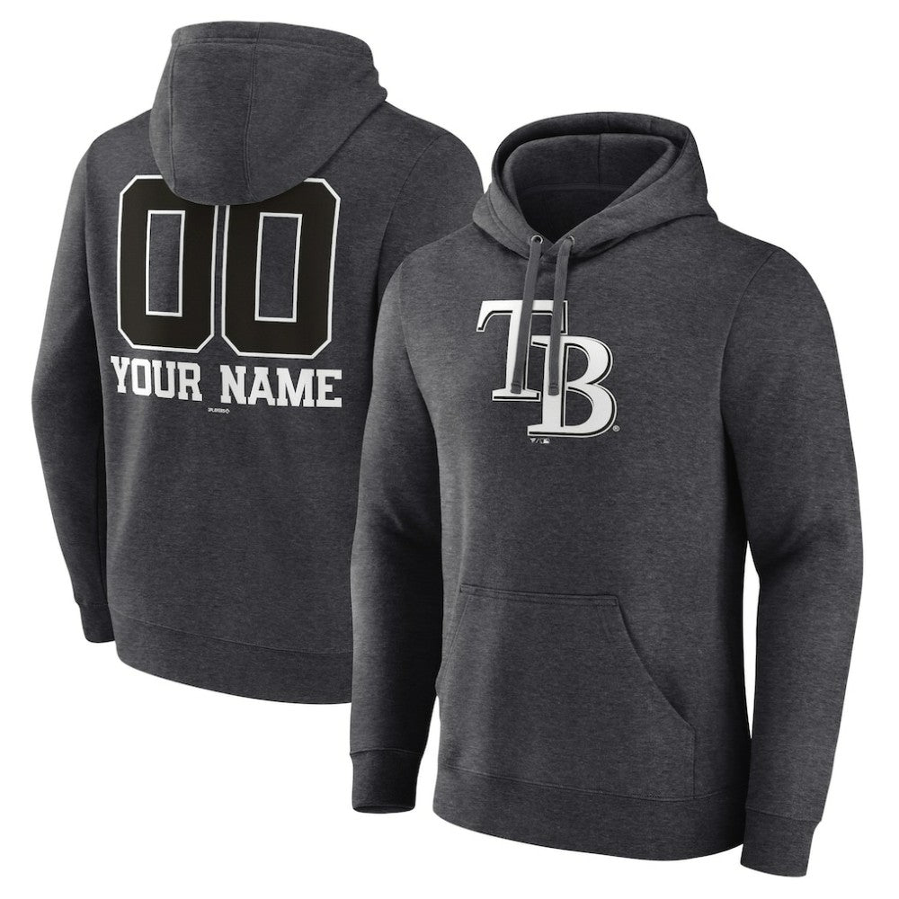 Tampa Bay Rays Personalized Monochrome Name & Number Pullover Hoodie Charcoal