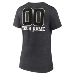 Tampa Bay Rays Women's Personalized Monochrome Name & Number V-Neck T-Shirt Charcoal