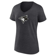 Toronto Blue Jays Women's Personalized Monochrome Name & Number V-Neck T-Shirt Charcoal