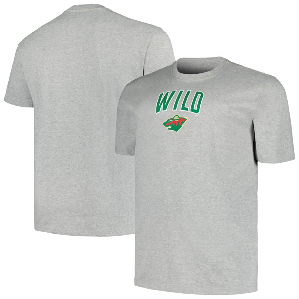 Minnesota Wild Profile Big & Tall Arch Over Logo T-Shirt Heather Gray
