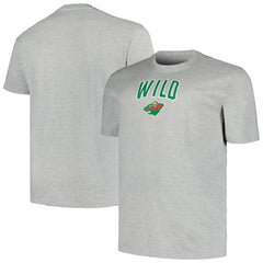 Minnesota Wild Profile Big & Tall Arch Over Logo T-Shirt Heather Gray