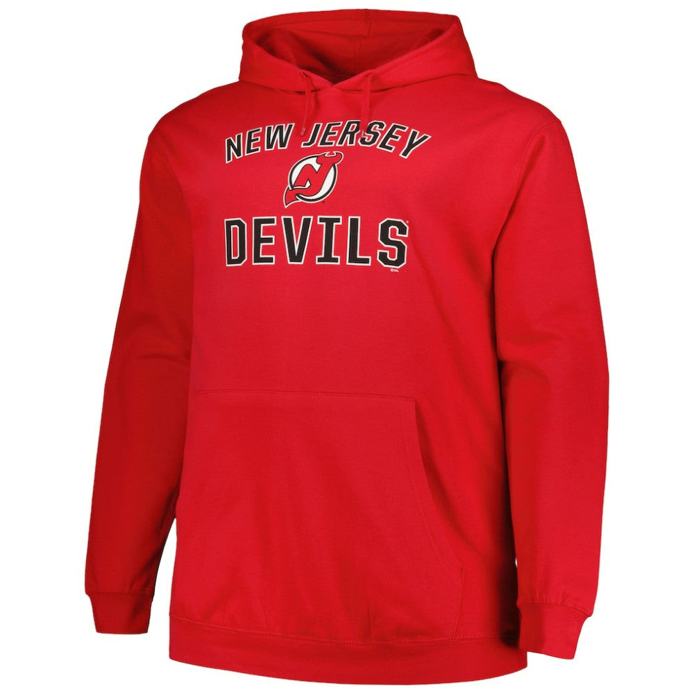 New Jersey Devils Profile Big & Tall Arch Over Logo Pullover Hoodie Red