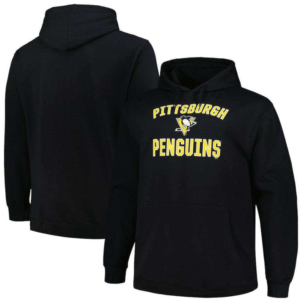 Pittsburgh Penguins Profile Big & Tall Arch Over Logo Pullover Hoodie Black