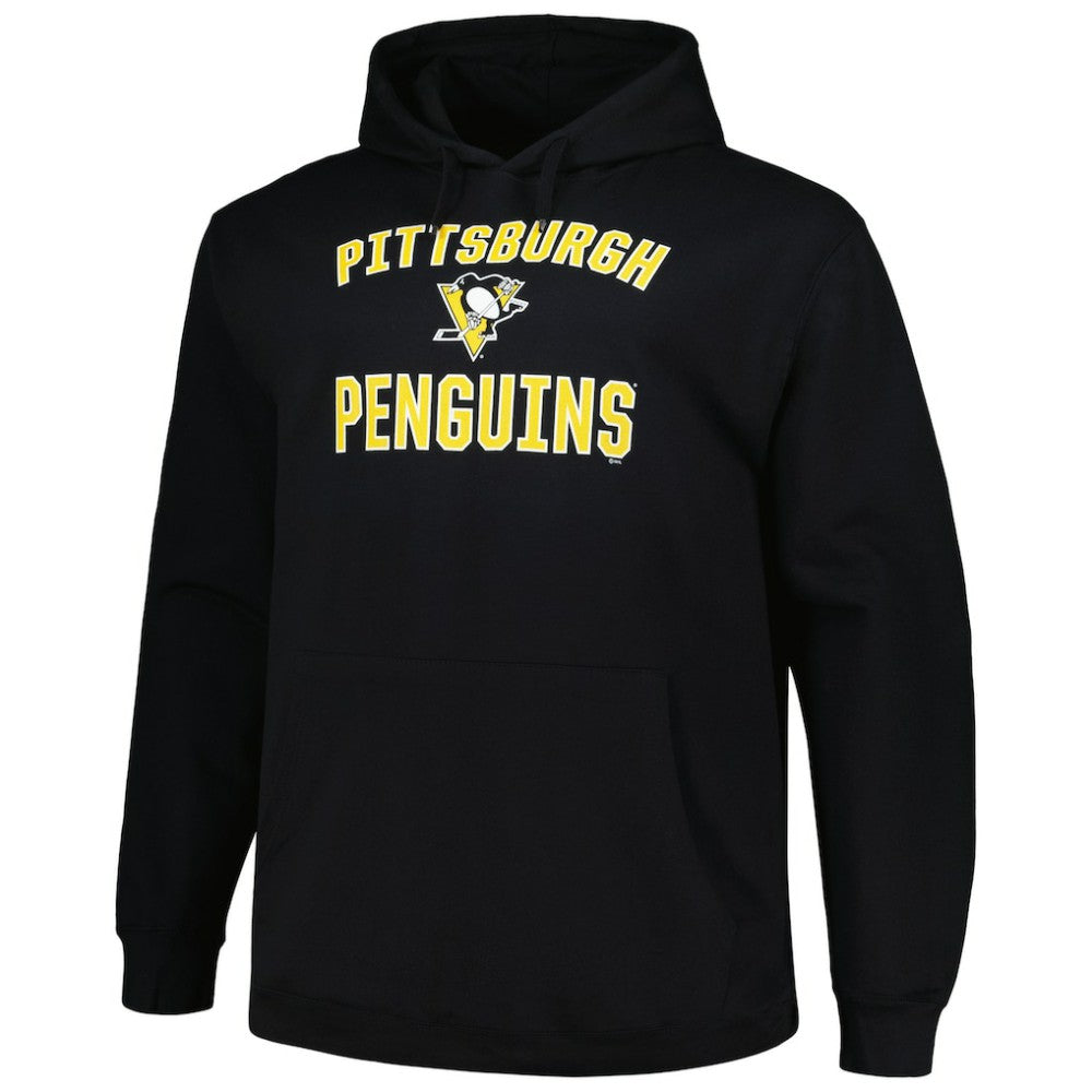 Pittsburgh Penguins Profile Big & Tall Arch Over Logo Pullover Hoodie Black