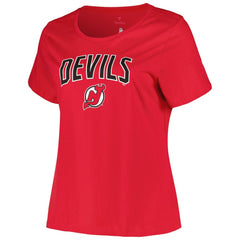 New Jersey Devils Profile Women's Plus Size Arch Over Logo T-Shirt Red
