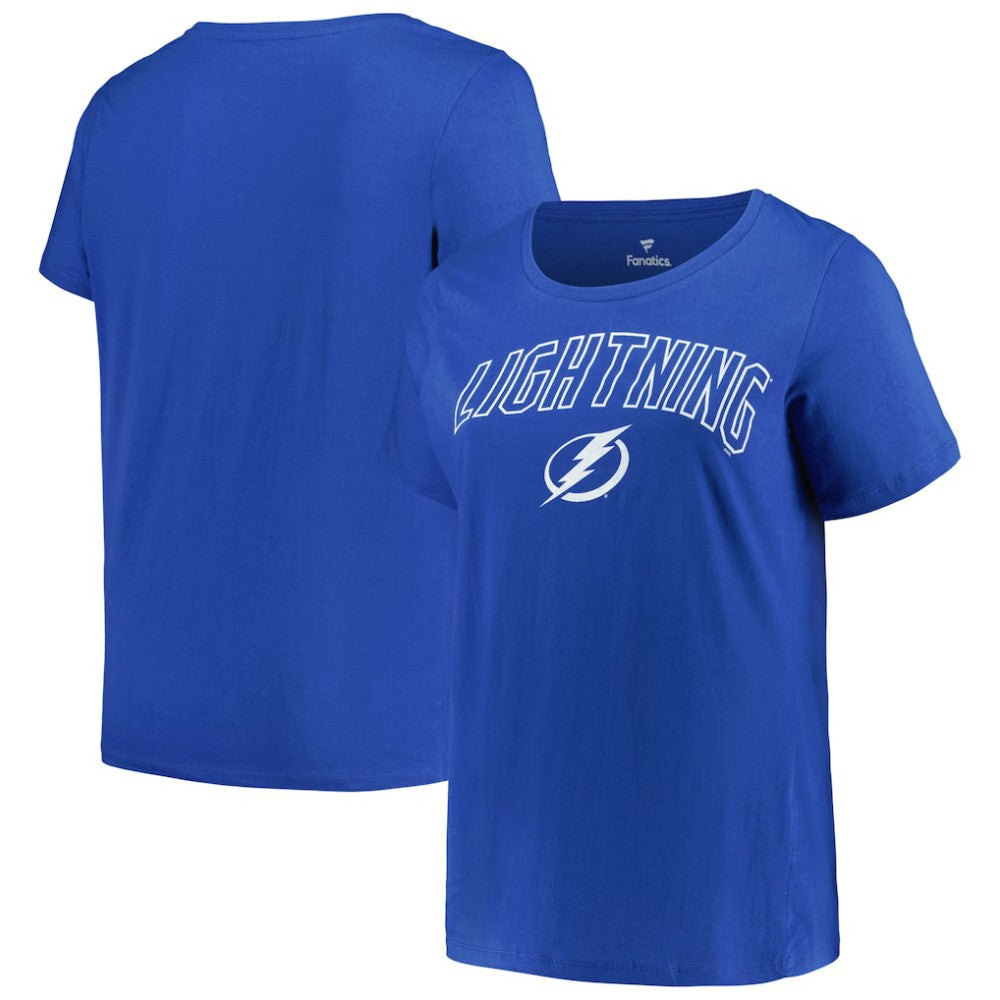Tampa Bay Lightning Profile Women's Plus Size Arch Over Logo T-Shirt Blue