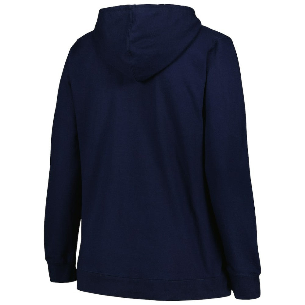 Seattle Kraken Profile Women's Plus Size Arch Over Logo Pullover Hoodie Deep Sea Blue