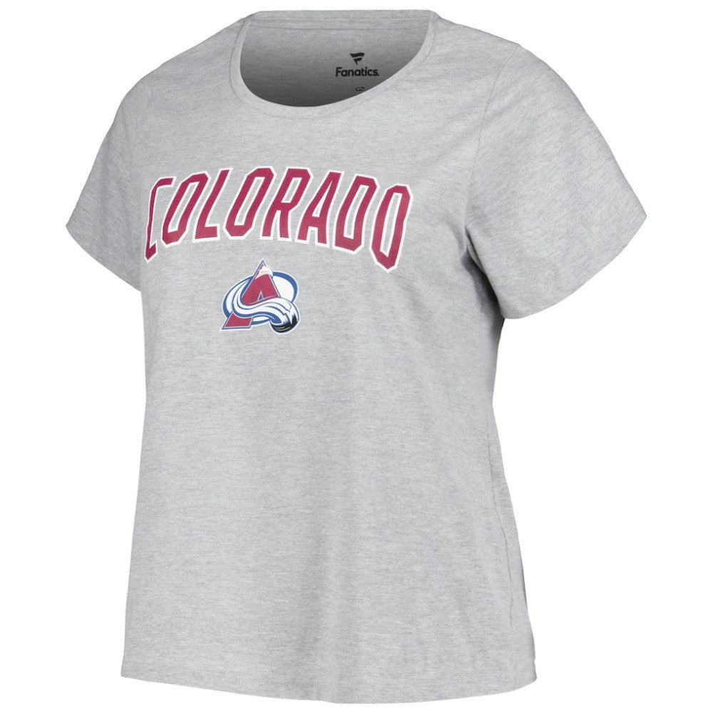Colorado Avalanche Profile Women's Plus Size Arch Over Logo T-Shirt Heather Gray