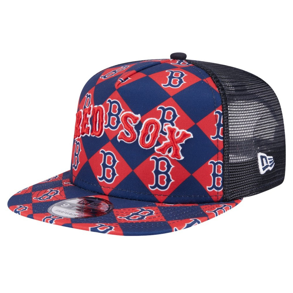 Boston Red Sox Seeing Diamonds A-Frame Trucker 9FIFTY Snapback Hat Navy | New Era