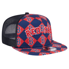 Boston Red Sox Seeing Diamonds A-Frame Trucker 9FIFTY Snapback Hat Navy | New Era