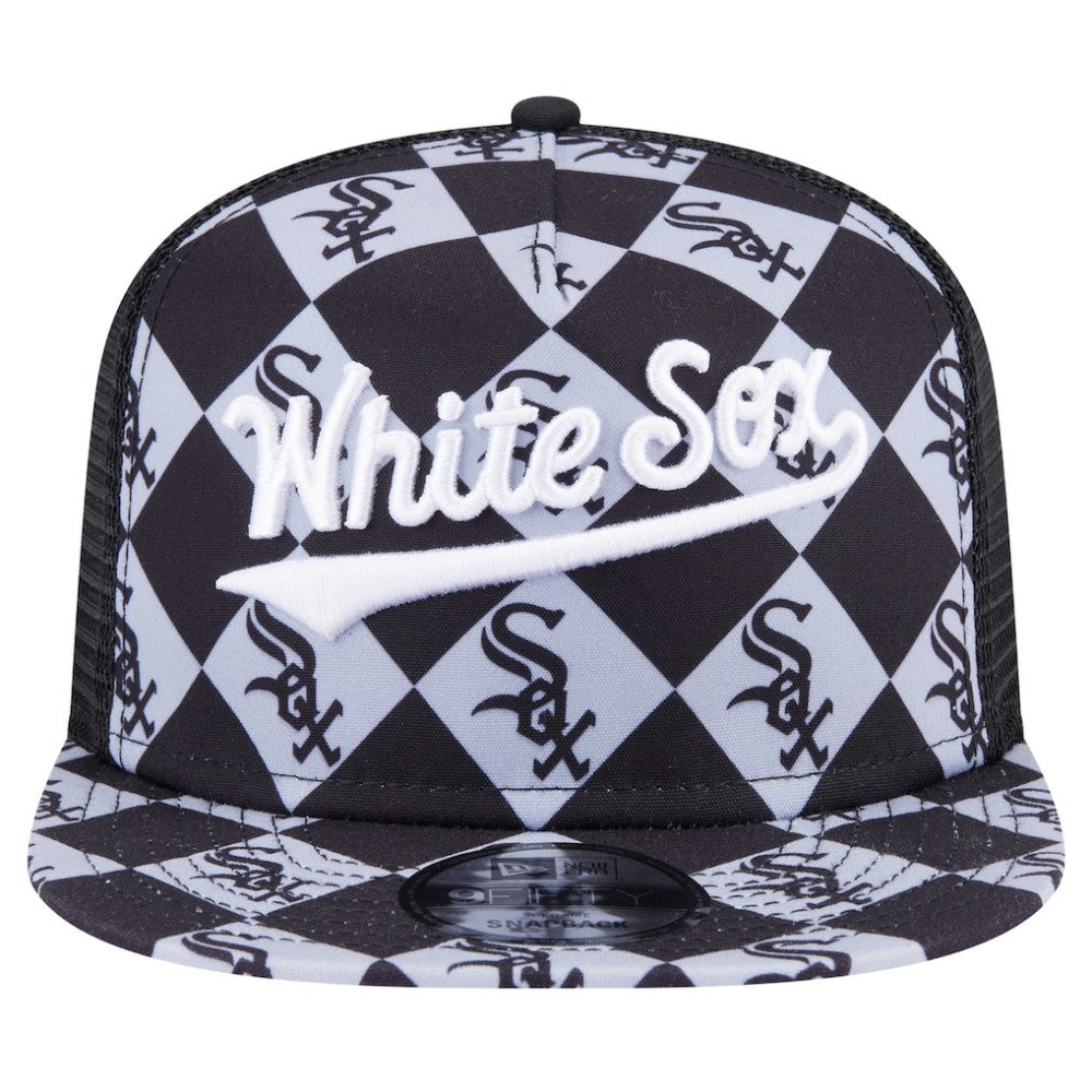 Chicago White Sox Seeing Diamonds A-Frame Trucker 9FIFTY Snapback Hat Black | New Era