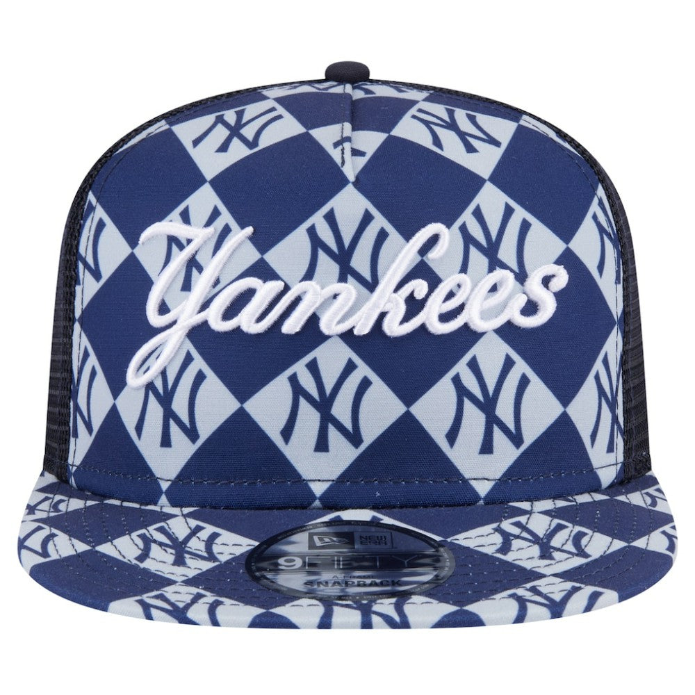 New York Yankees Seeing Diamonds A-Frame Trucker 9FIFTY Snapback Hat Navy | New Era