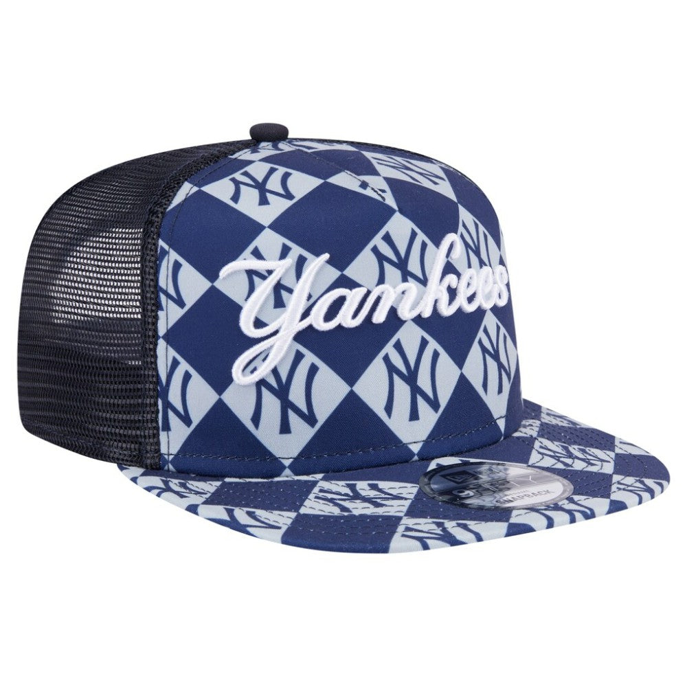 New York Yankees Seeing Diamonds A-Frame Trucker 9FIFTY Snapback Hat Navy | New Era