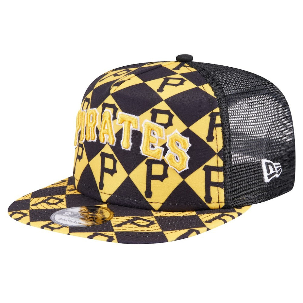 Pittsburgh Pirates Seeing Diamonds A-Frame Trucker 9FIFTY Snapback Hat Black | New Era