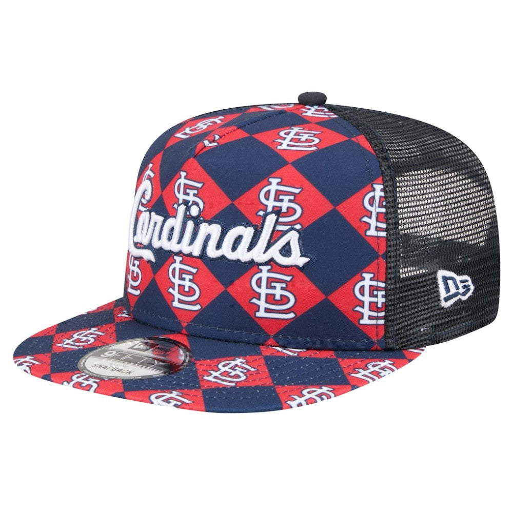 St. Louis Cardinals Seeing Diamonds A-Frame Trucker 9FIFTY Snapback Hat Navy | New Era