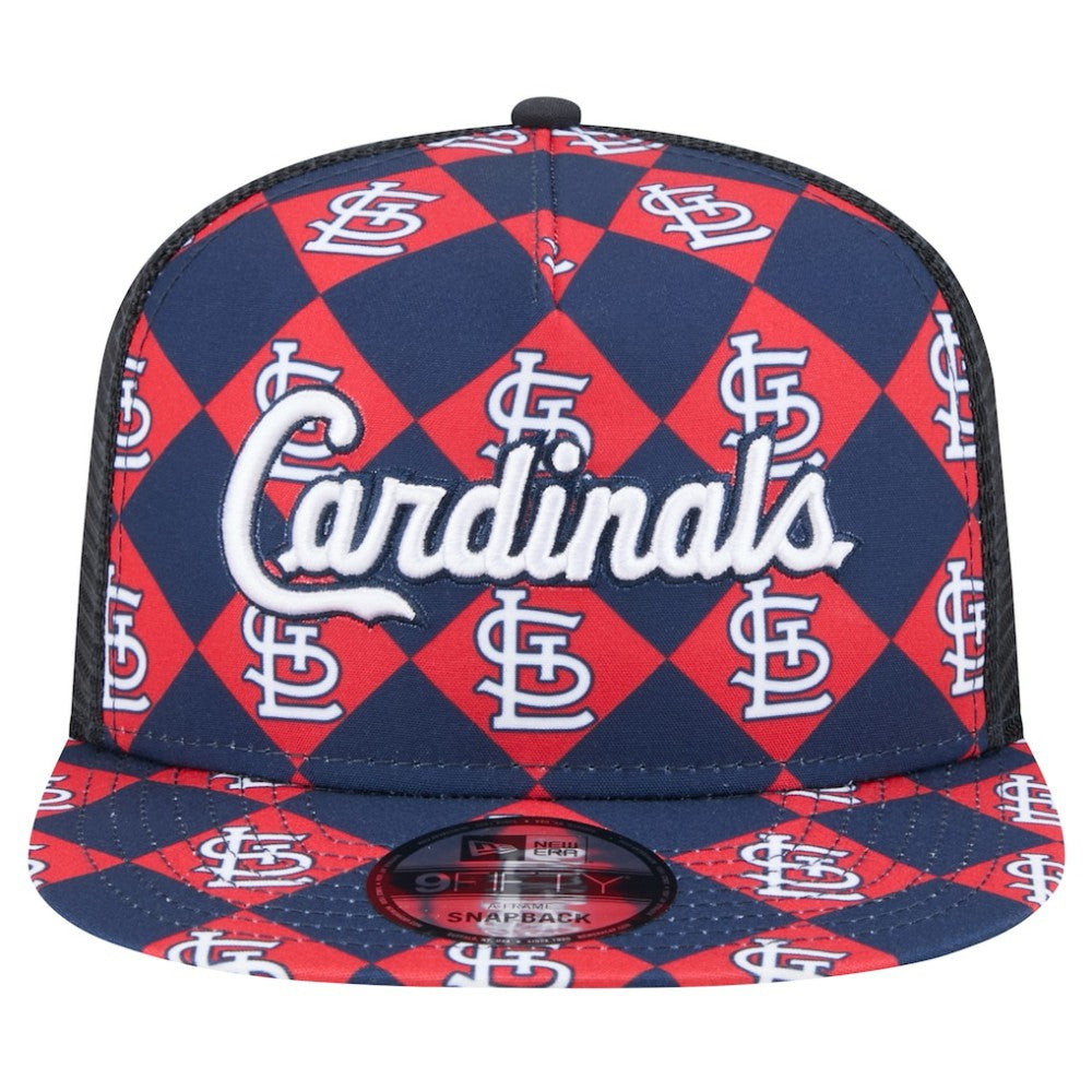 St. Louis Cardinals Seeing Diamonds A-Frame Trucker 9FIFTY Snapback Hat Navy | New Era